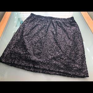 Plus size black sequined skirt